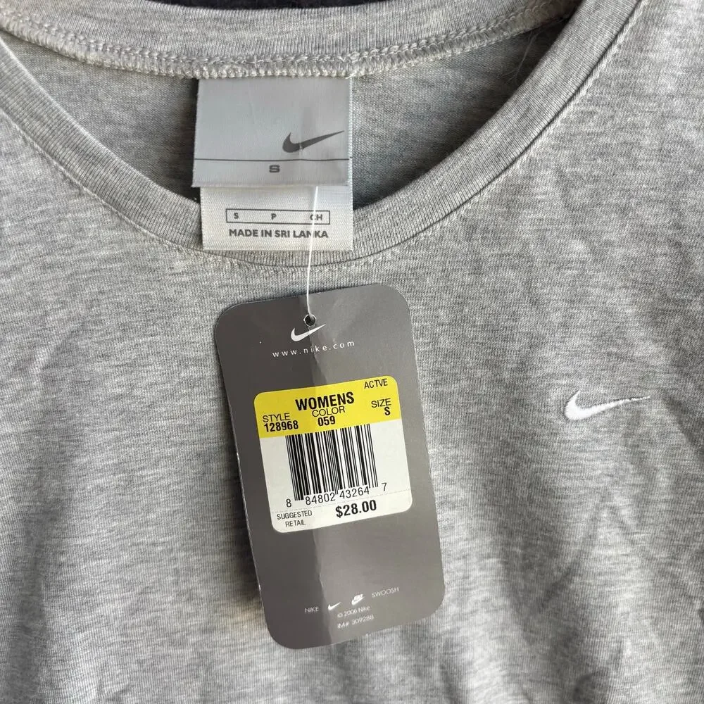 Vintage 2000s BRAND NEW Nike Long Sleeve Small Swoosh Gray Size Small
